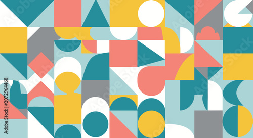 Geometric Pattern, Abstract Shapes, Modern Design, Pastel Colors