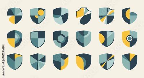 Modern Geometric Shield Icons Set