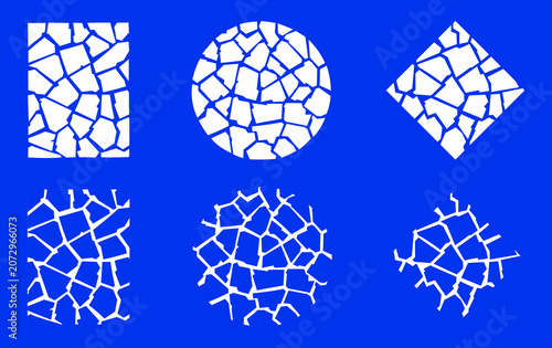 Trencadis Mosaic Geometric Elements Set with Circle Rectangle and Diamond Shapes for Logo Branding