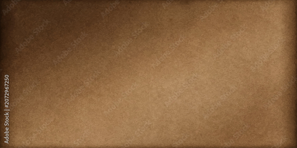 Fototapeta premium A rustic, aged parchment paper texture features a rich, warm brown tone with subtle vignette edges, providing an elegant and timeless vintage backdrop for artistic projects.