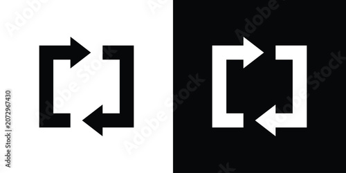Arrows repeat icon flat design concept in black