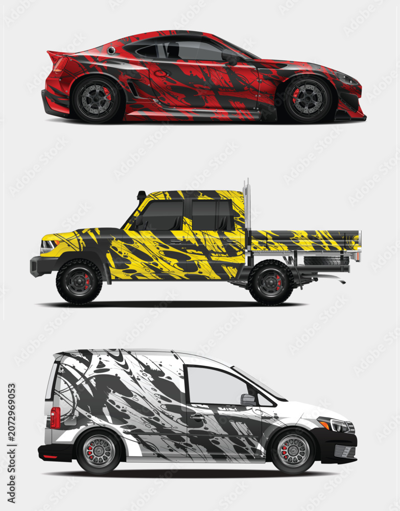 Fototapeta premium Dynamic Car Wrap Designs for Multiple Vehicles