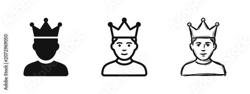 Εκτύπωση καμβά King or Ruler Icon Set: Silhouette, Line Art, and Sketch