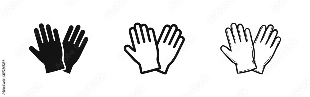 Fototapeta premium Safety gloves and protective hand wear icons
