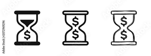 Foto Hourglass with dollar symbol, money time, and financial deadline concept icon se