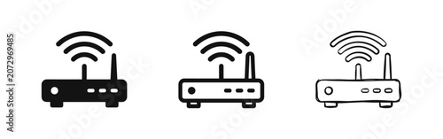 Fotografie Wifi internet router icon set