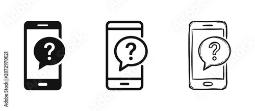 Canvas-taulu Set of three question or support icons on smartphone