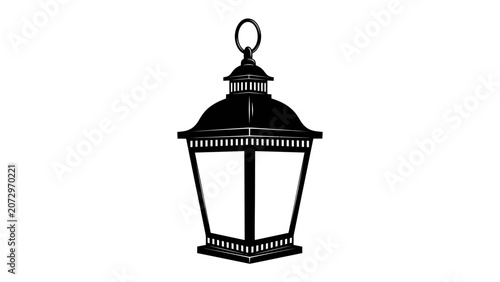Fotografi Vintage Lantern Illustration: A classic black vintage lantern with an intricate design, evoking a sense of old-world charm and rustic elegance