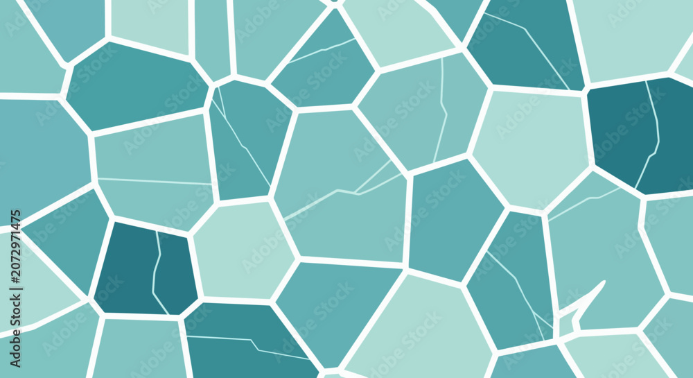 Fototapeta premium Abstract Mosaic Pattern: Cracked Blue Aqua Tiles and White Grout