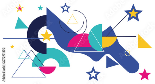 Abstract Geometric Shapes, Stars, and Colors - Fun Banner Design