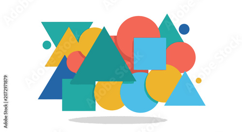Abstract Geometric Shapes Composition - Flat Design