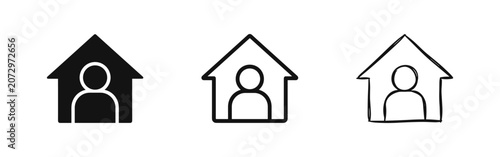 Принти на полотні Person in house icon in solid, outline, and hand-drawn sketch styles