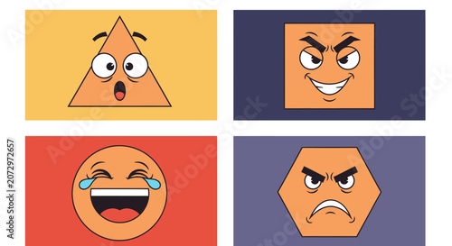 Emotional Geometric Shapes - Surprise, Anger, Laughter, Grumpiness