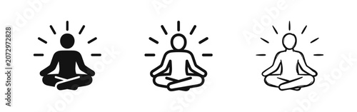 Photography Meditation person icon set, mindfulness, yoga and wellness symbol