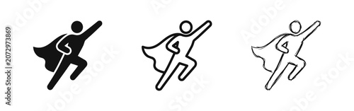 Foto Superhero or power icon set in different artistic styles