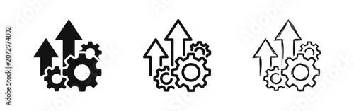 фотографія Business process optimization icon set, gear and rising arrow, productivity sign