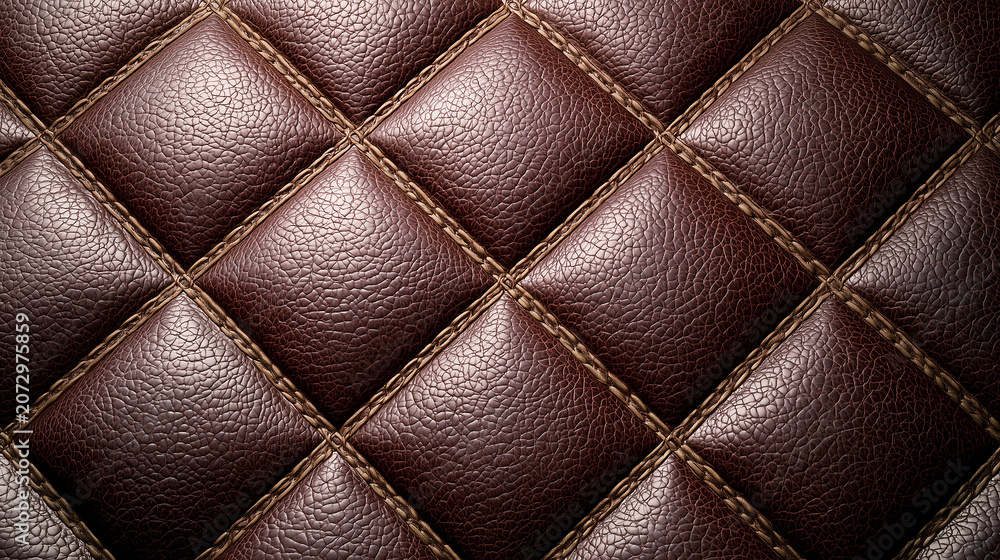 Naklejka premium Abstract dark brown quilted leather texture background with diamond pattern