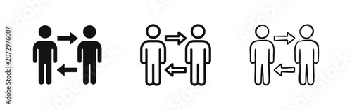 Εκτύπωση καμβά People exchange or transfer icon set, bidirectional arrows