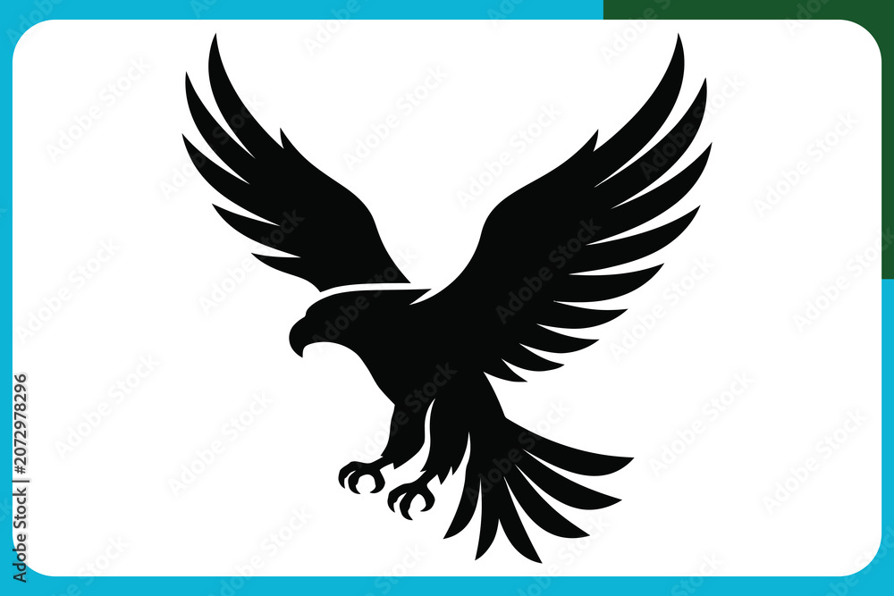 Fototapeta premium Black Eagle Bird Silhouette Flying Against Light Background