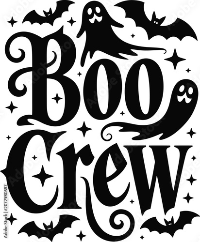 Obraz na płótnie Halloween Boo Crew Graphic with Ghosts and Bats for Party Decor
