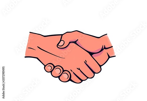 Two hands clasping in a handshake, simple line art style,  friendship,  commitment