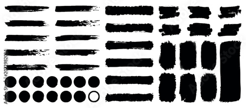Set of vector paint brush stroke, Abstract grunge paint brush stroke set. frames, box and artistic design elements on white background.  