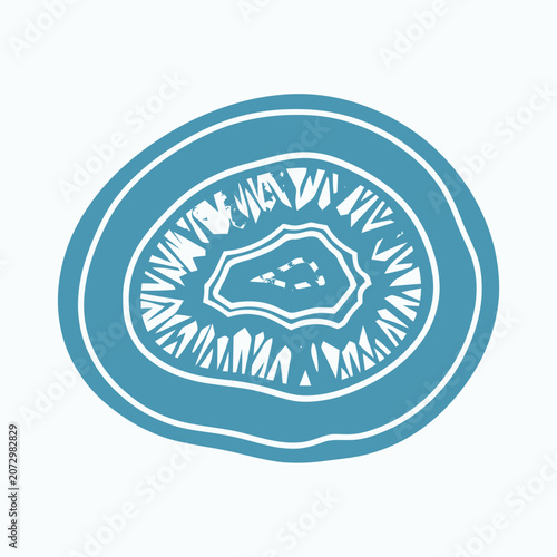 Abstract Blue Geode Slice Illustration - Mineral Crystal Formation