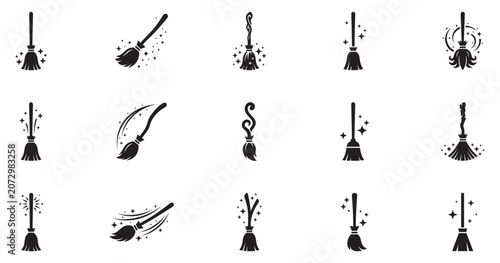 Obraz na płótnie Witch broom icon set