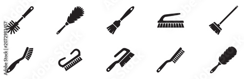 Konstfotografi Cleaning brush and duster icon set