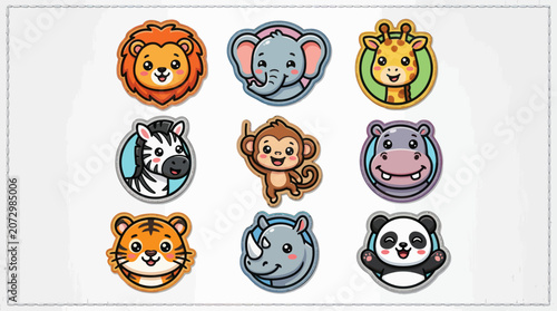 Photography Collection of cute cartoon animal faces