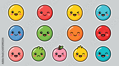 Fotografi Collection of cute emotive faces