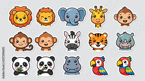 Photography Cute cartoon animal faces collection