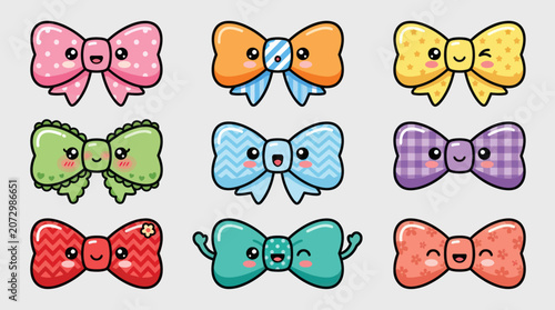 Cute bow tie collection cartoon style