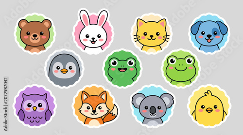 Photography Cute cartoon animal stickers set