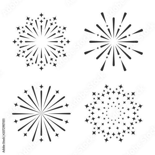 Set of fireworks explosion vector. Fireworks festival.
