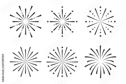 Set of fireworks explosion vector. Fireworks festival.