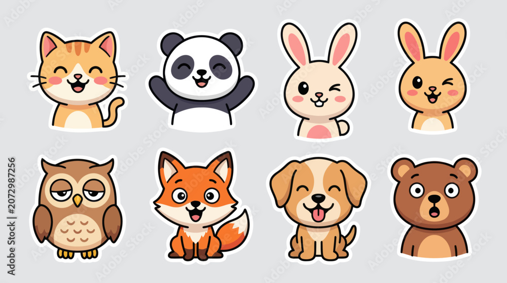 Fototapeta premium Cute cartoon animals collection