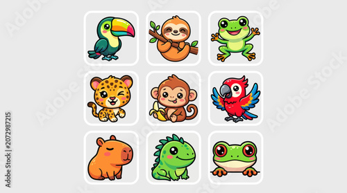 Canvas Print Cute cartoon animals collection