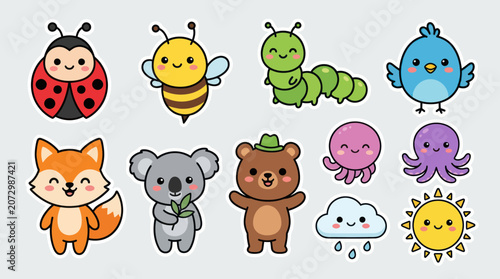 Photography Cute cartoon animals and nature elements collection