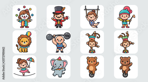 Photography Cute cartoon circus characters collection