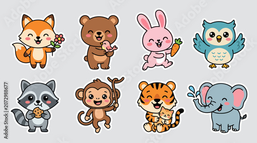Canvas Print Cute cartoon animals collection
