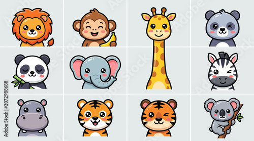 Photography Cute cartoon animal faces collection