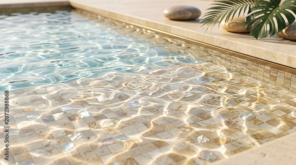 Obraz premium Luxury Swimming Pool Water Surface with Sun Caustics