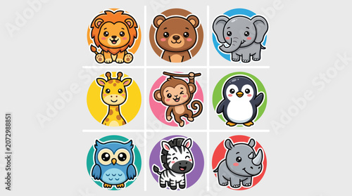 Canvas Print Cute cartoon animals collection
