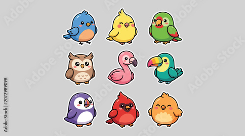 Cute cartoon birds collection
