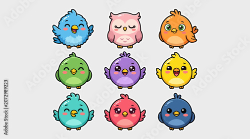 Cute cartoon birds collection