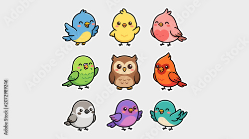 Cute cartoon birds collection