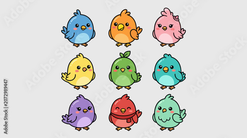 Cute cartoon birds illustration