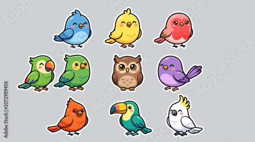 Cute cartoon birds illustration