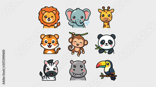 Canvas Print Cute cartoon animals collection